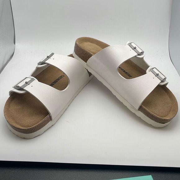 CUSHIONAIRE Women's Comfy Cork Footbed Sandal 🔥 SIZE 8 WHITE - Picture 6 of 6